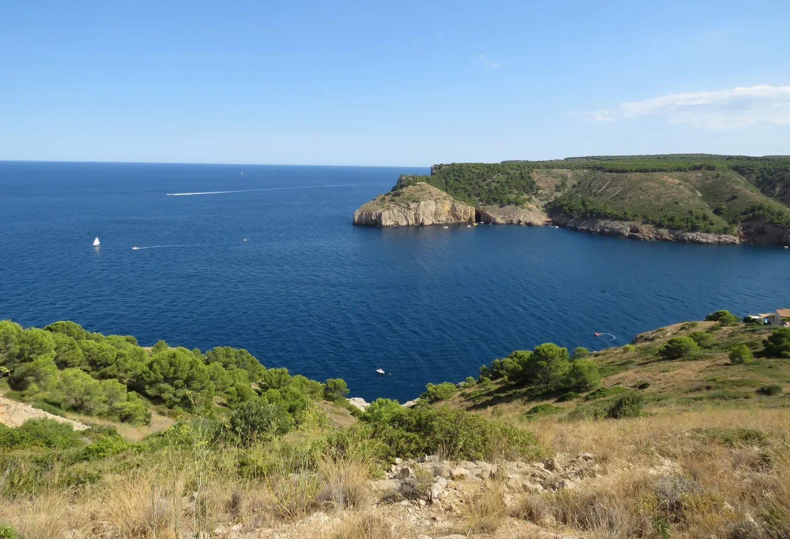 Cala Montgó bay and the Punta del Milà headland, seen from above