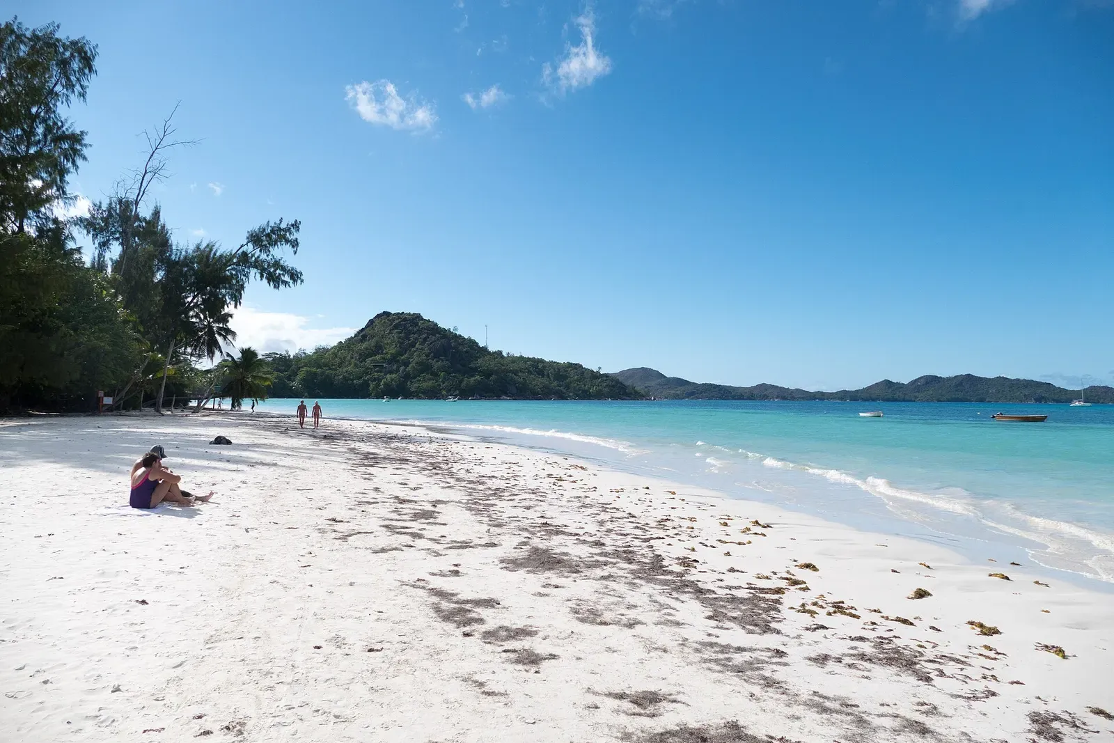 Cote d'Or beach on Praslin at sunset