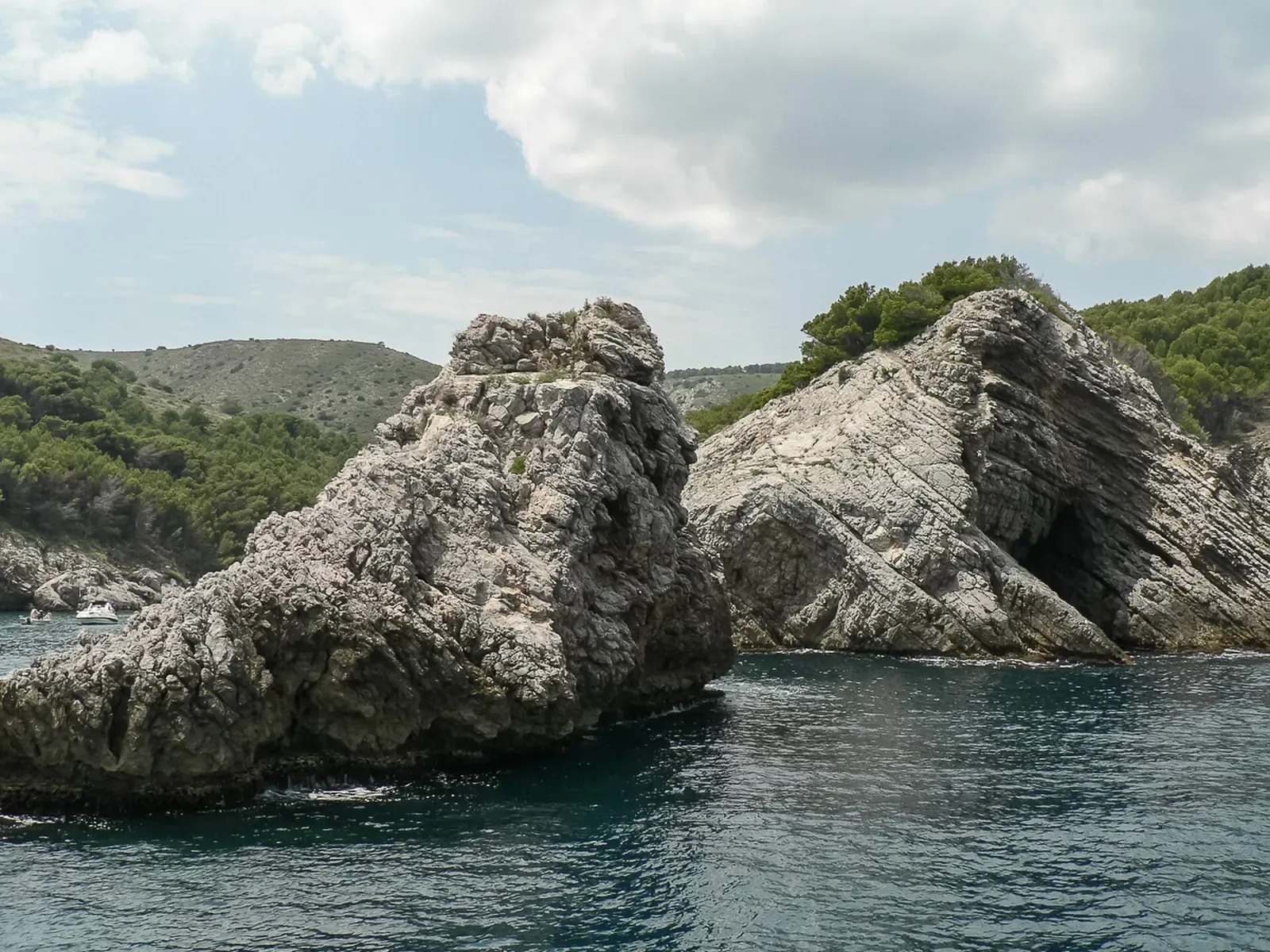 A split rocky islet at Cala Ferriol on the Montgrí coast