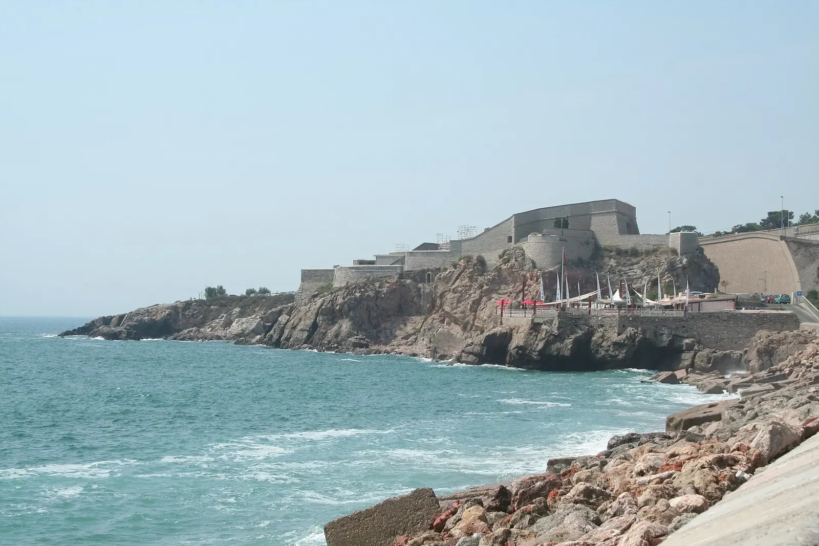 Distant view across the bay of the fort Saint-Pierre headland, now the Théâtre de la Mer, at Sète