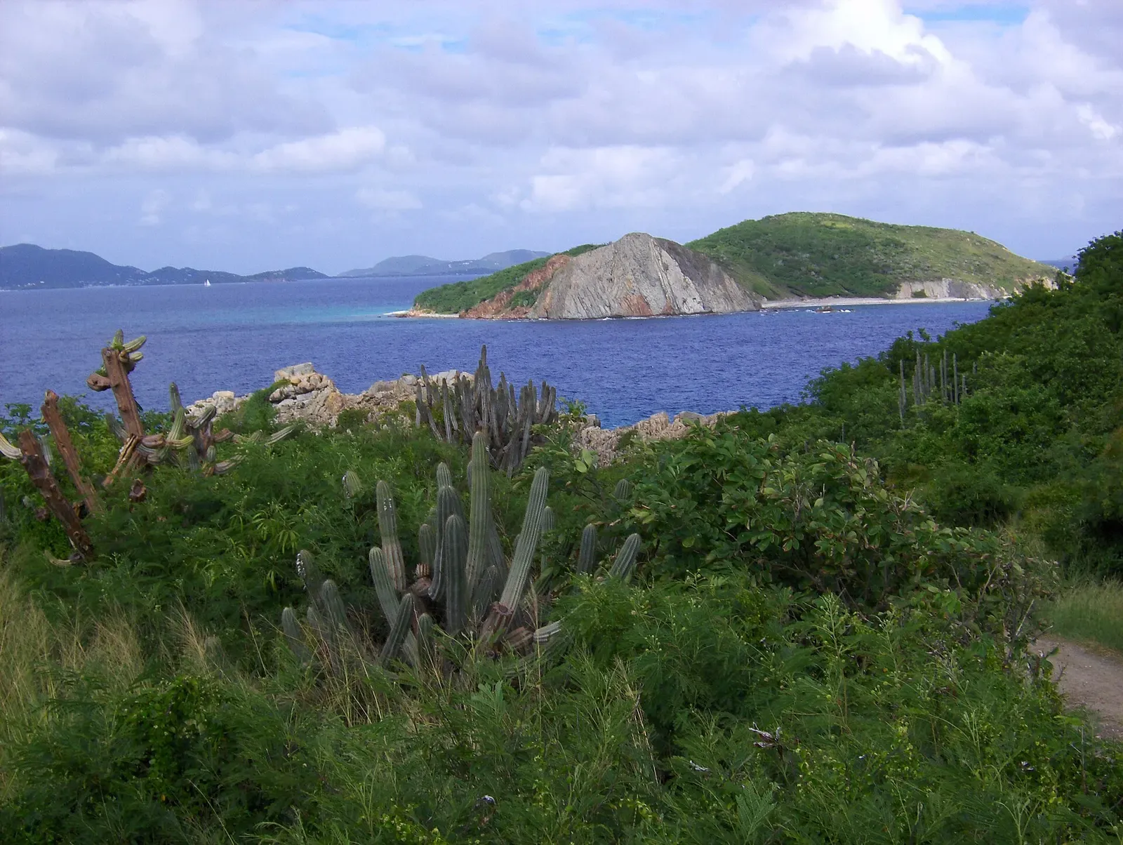 Dead Chest Island seen across the water from Peter Island in the British Virgin Islands — BVI.